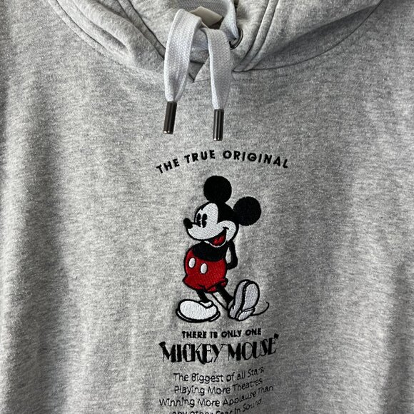 H&M disney // heather gray  mickey mouse embroidered hoodie Large - Picture 3 of 8